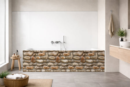 Badrückwand Steinoptik