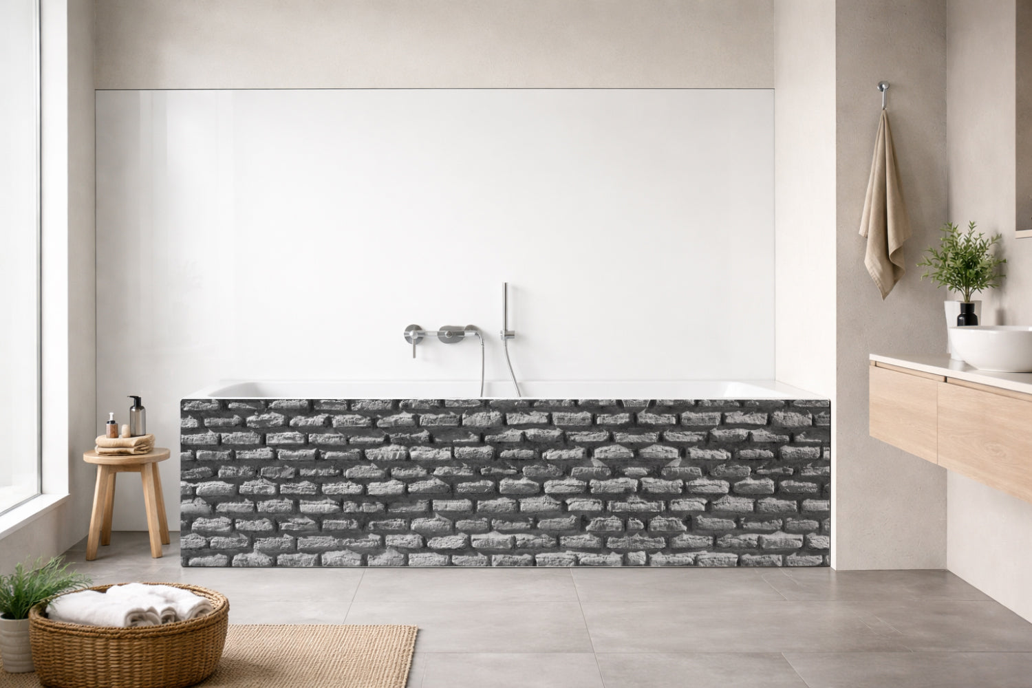 Badrückwand Steinoptik