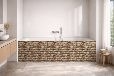 Badrückwand Steinoptik