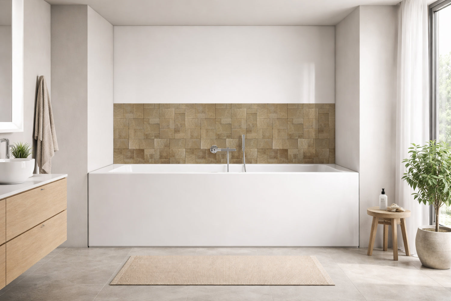 Badrückwand Steinoptik