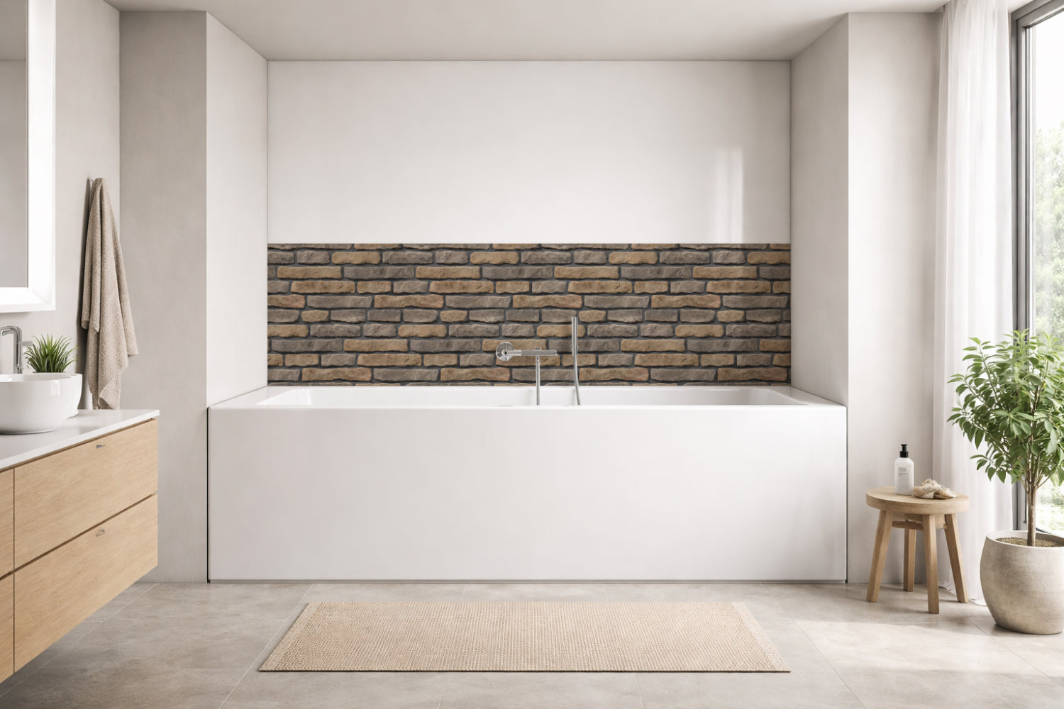 Badrückwand Steinoptik