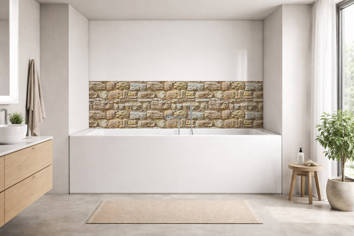 Badrückwand Steinoptik
