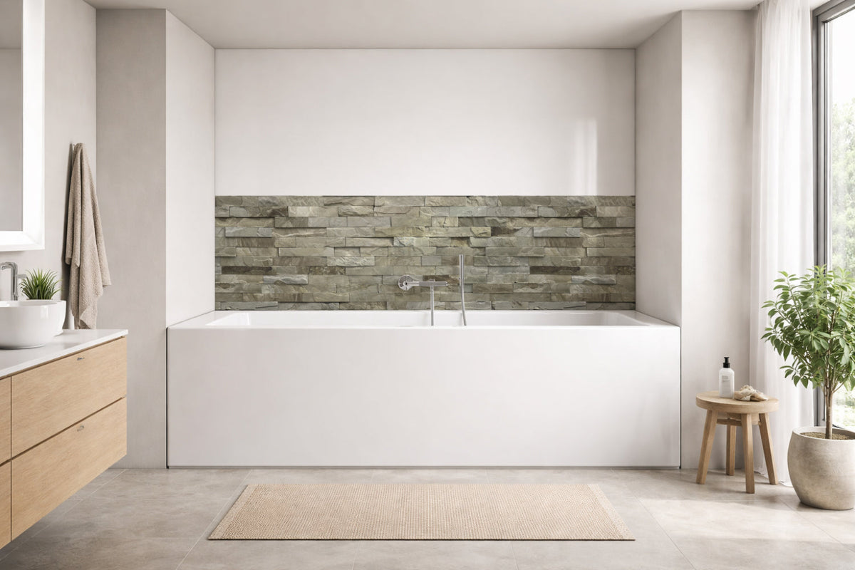 Badrückwand Steinoptik