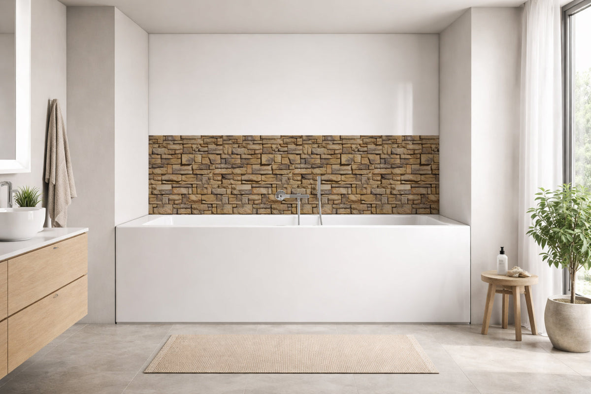 Badrückwand Steinoptik