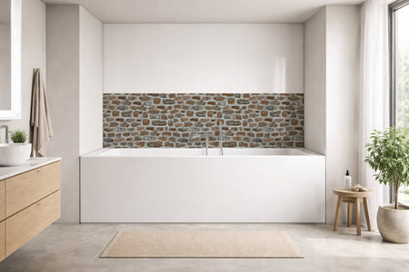 Badrückwand Steinoptik