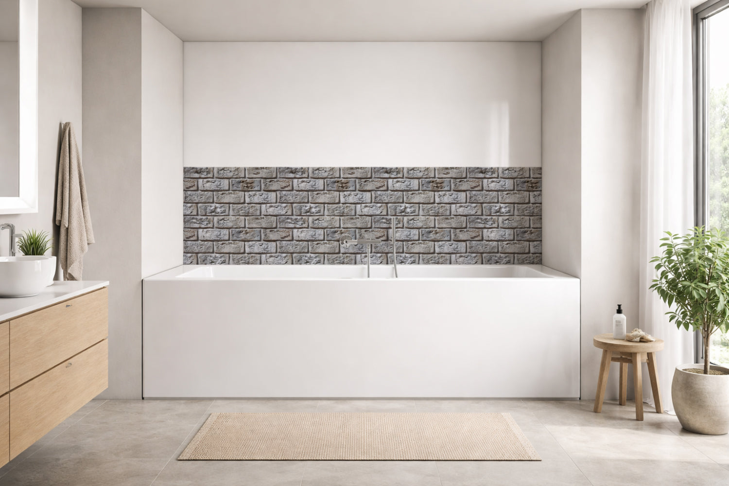 Badrückwand Steinoptik