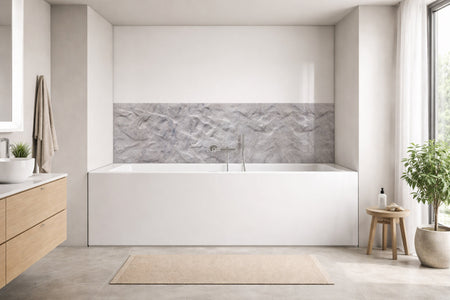 Badrückwand Steinoptik