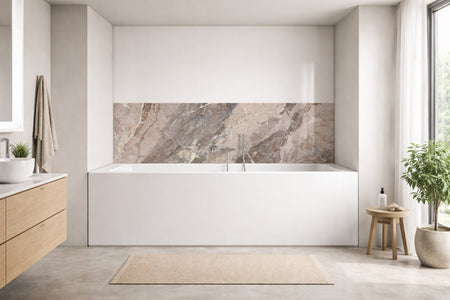 Badrückwand Steinoptik