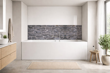 Badrückwand Steinoptik