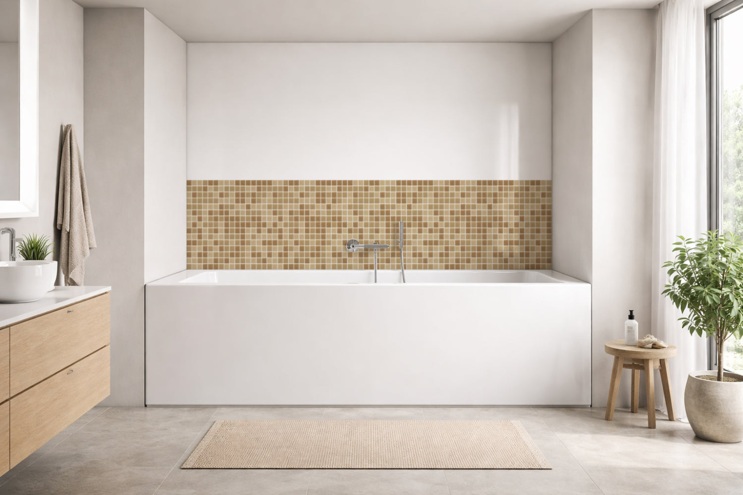 Badrückwand Fliesenoptik