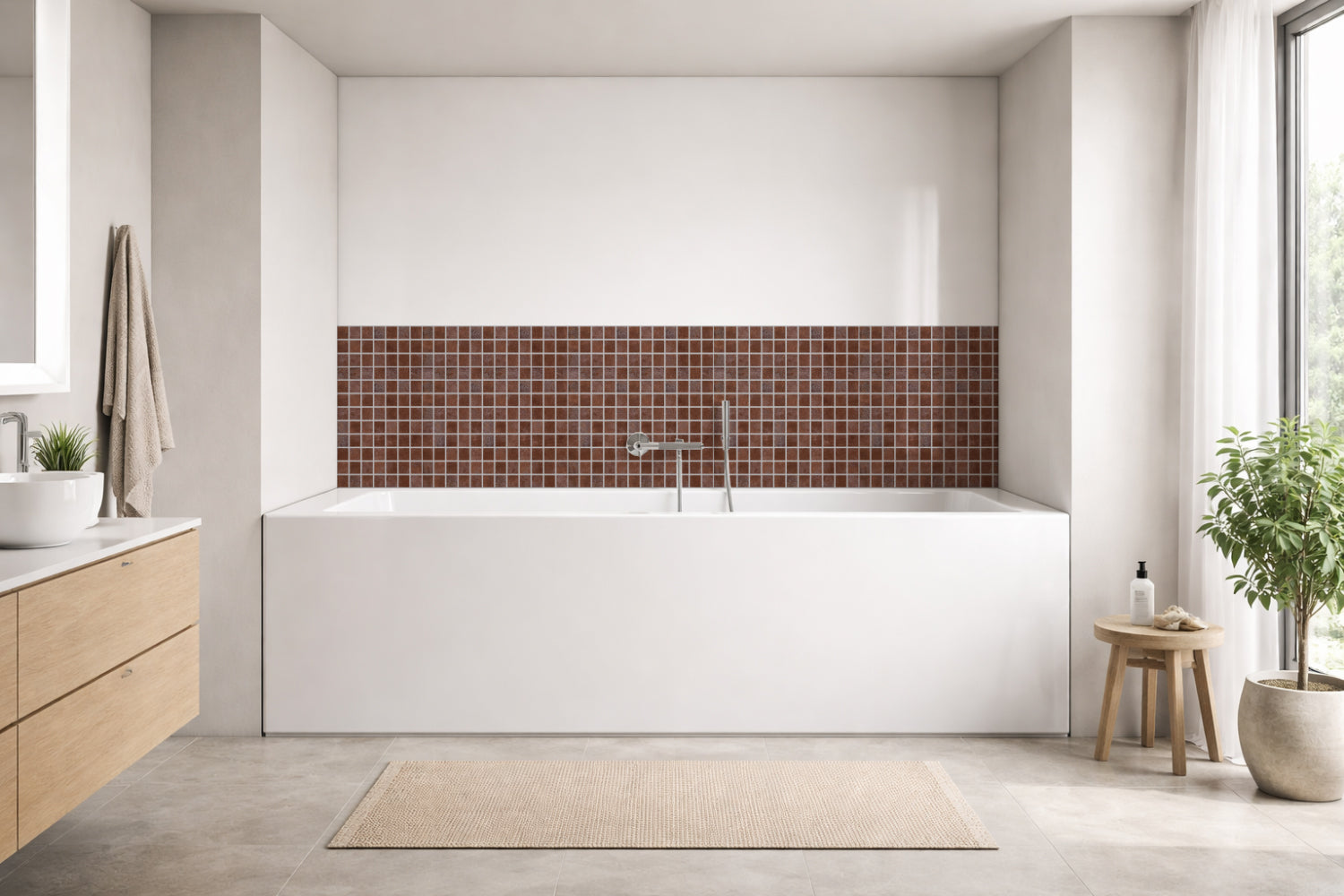 Badrückwand Fliesenoptik