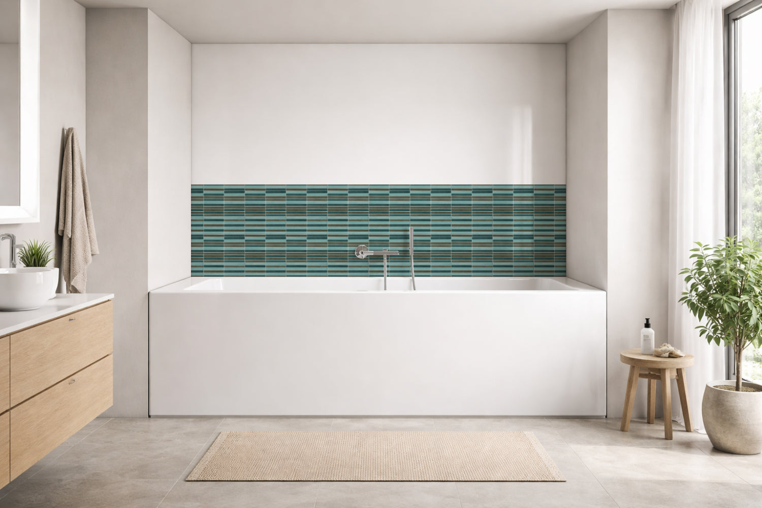 Badrückwand Fliesenoptik