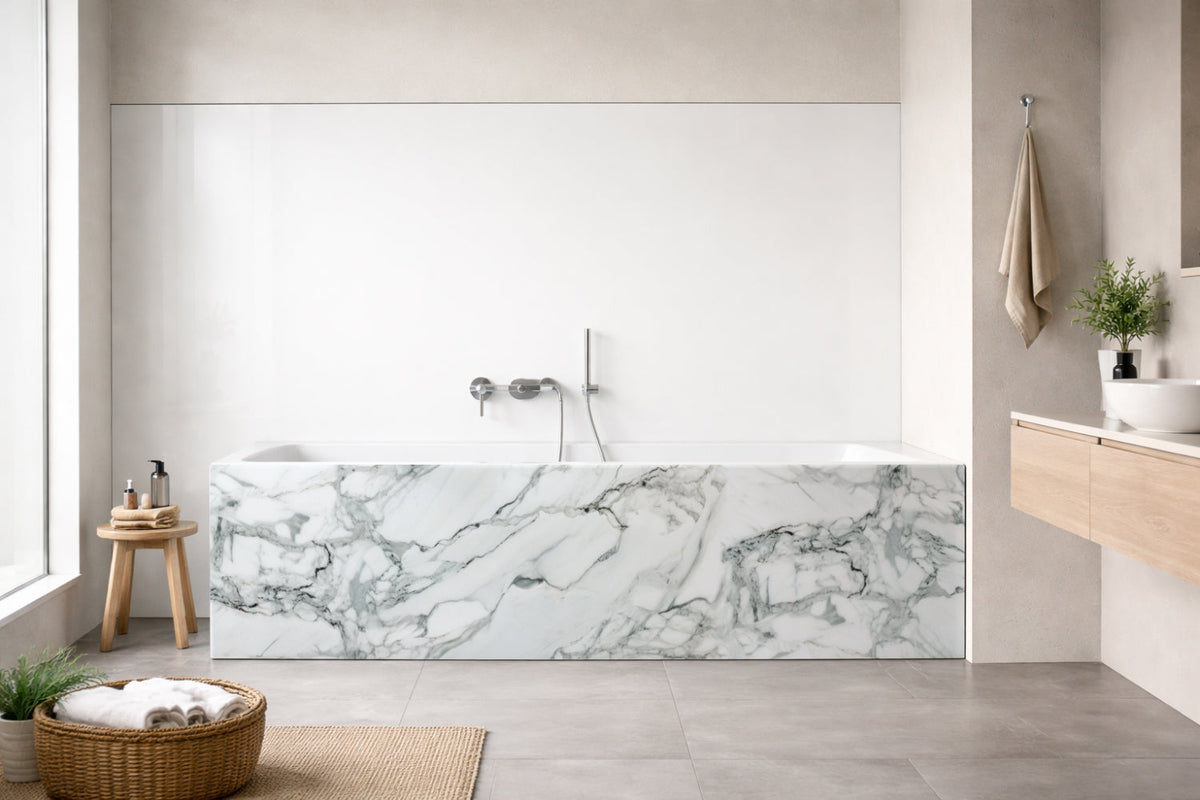 Badrückwand Marmoroptik