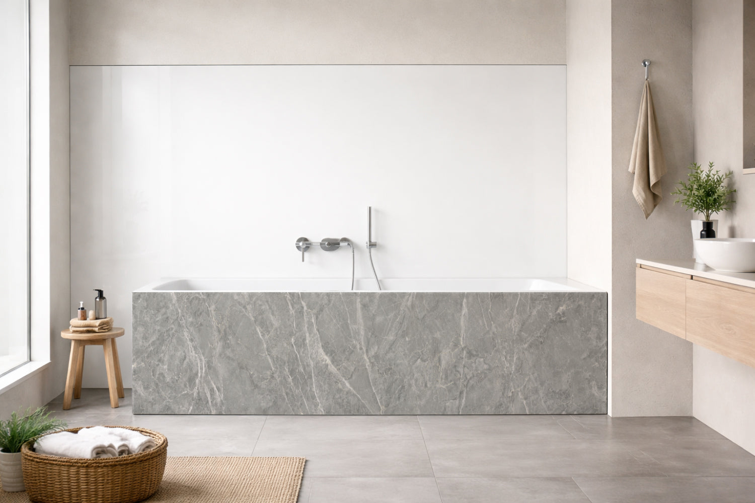 Badrückwand Marmoroptik