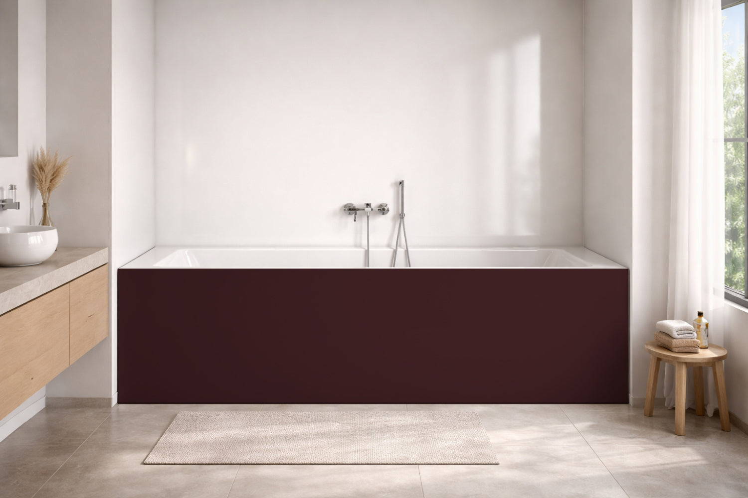 Badewannenverkleidung Einfarbig RAL 3007 Schwarzrot
