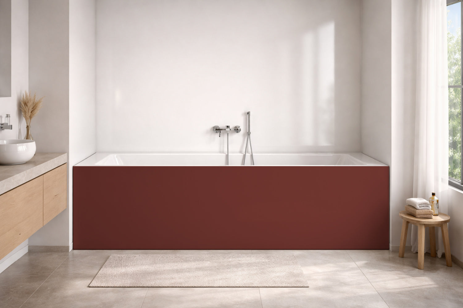 Badrückwand Einfarbig RAL 3009 Oxidrot