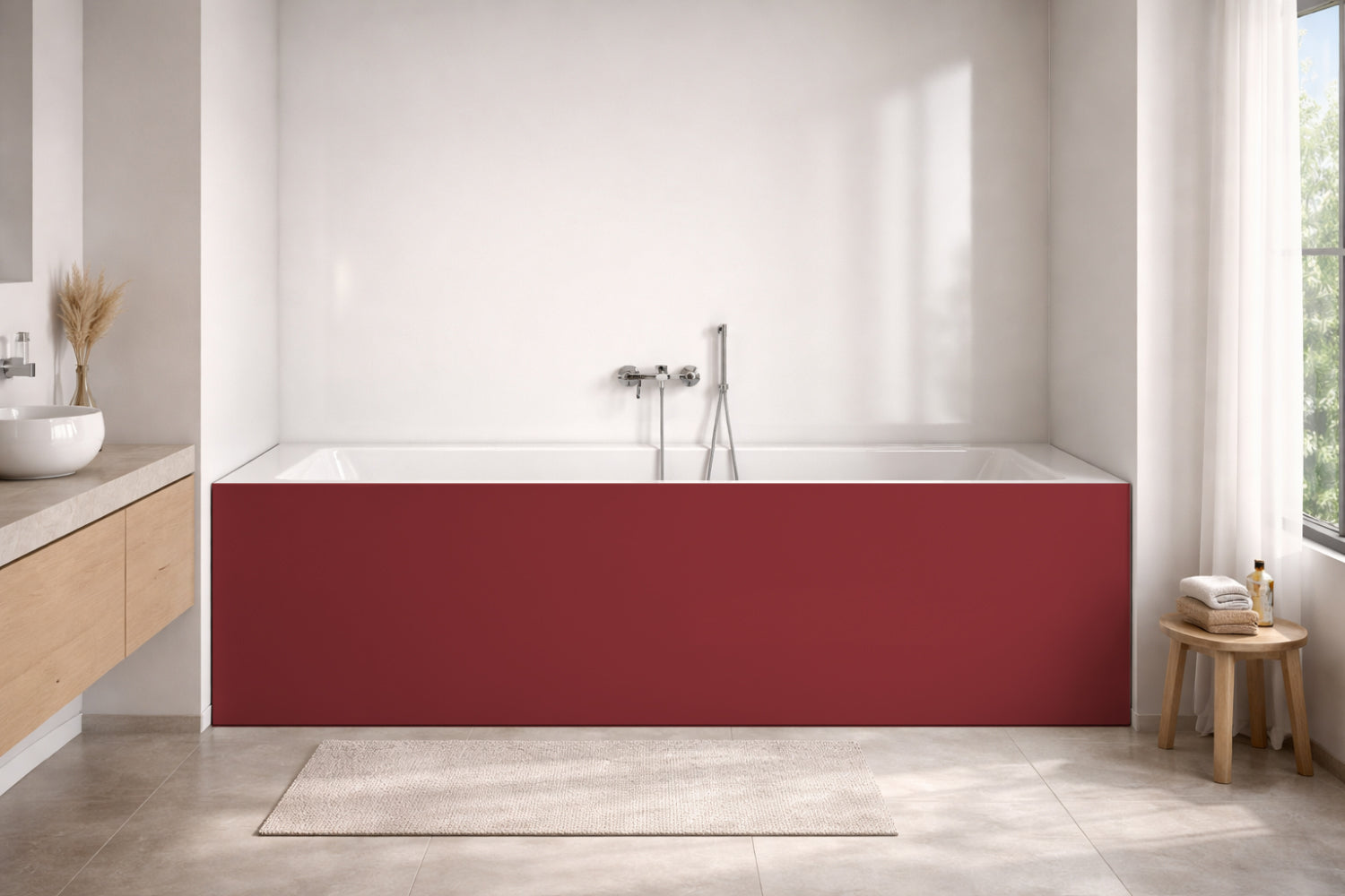 Badewannenverkleidung Einfarbig RAL 3022 Perlrubinrot