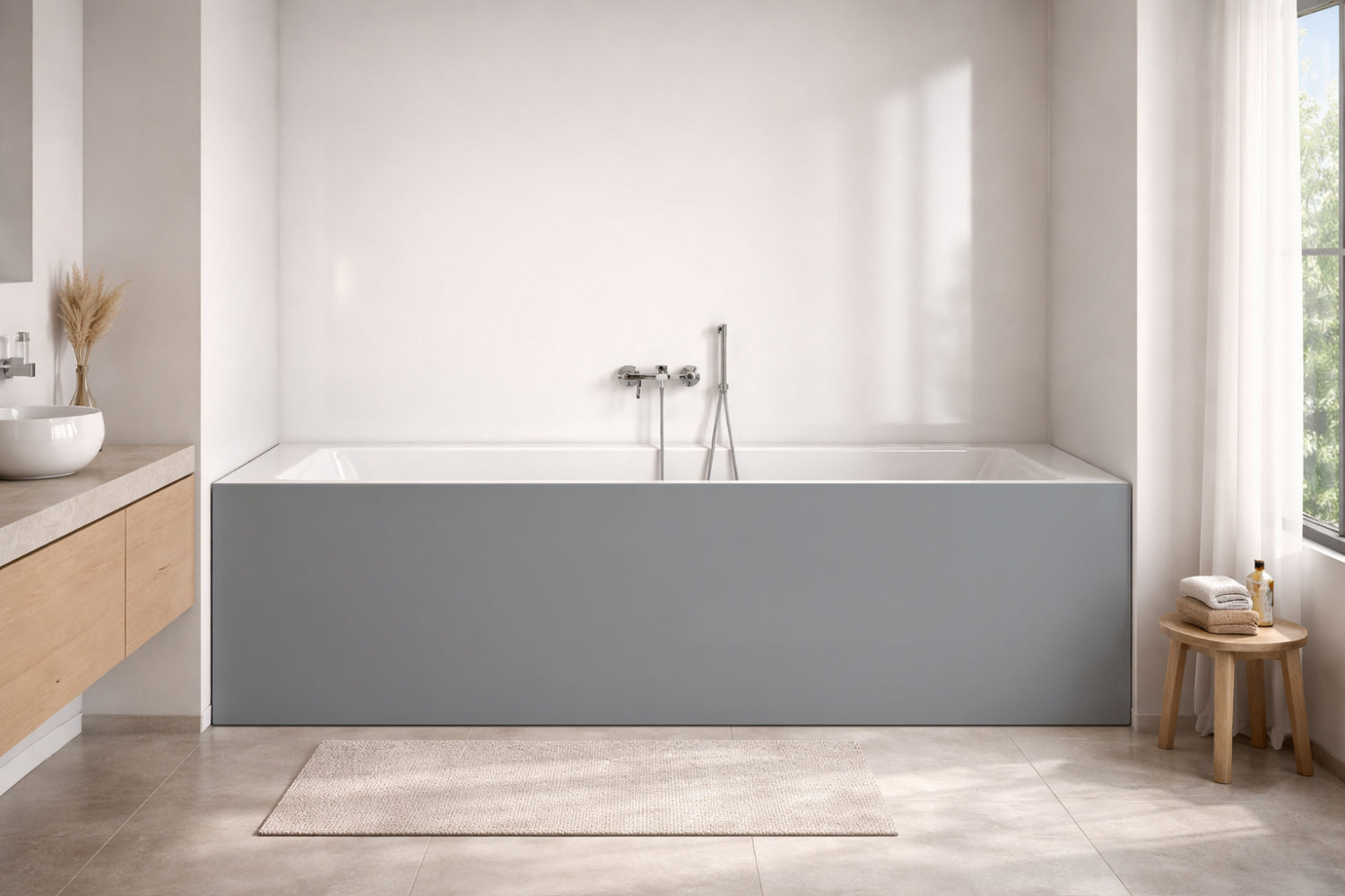Badewannenverkleidung Einfarbig RAL 7040 Fenstergrau
