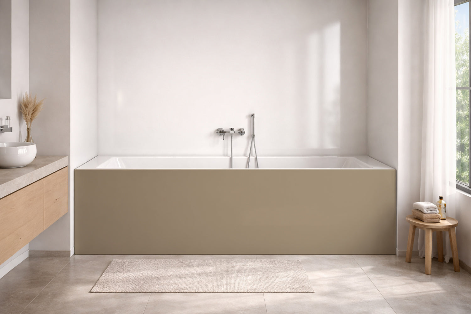 Badewannenverkleidung Einfarbig RAL 1019 Graubeige