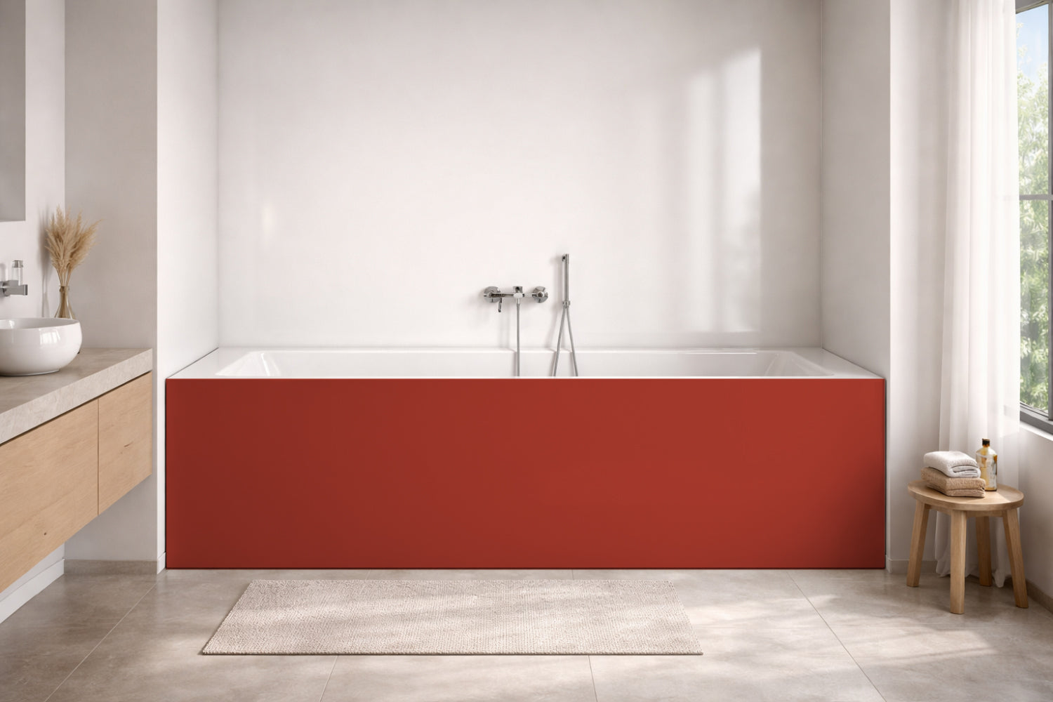 Badewannenverkleidung Einfarbig RAL 3013 Tomatenrot