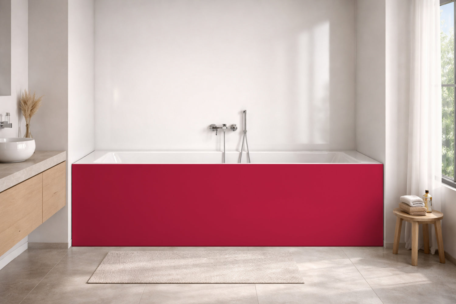 Badewannenverkleidung Einfarbig RAL 3027 Himbeerrot