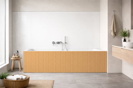 Badrückwand Holzoptik