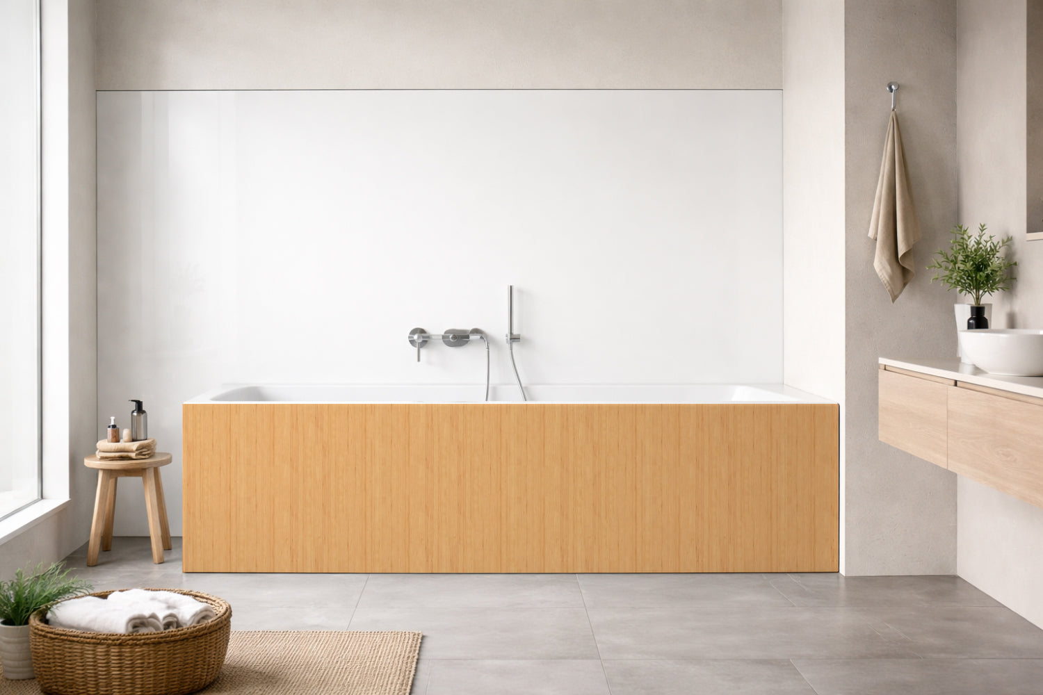 Badrückwand Holzoptik