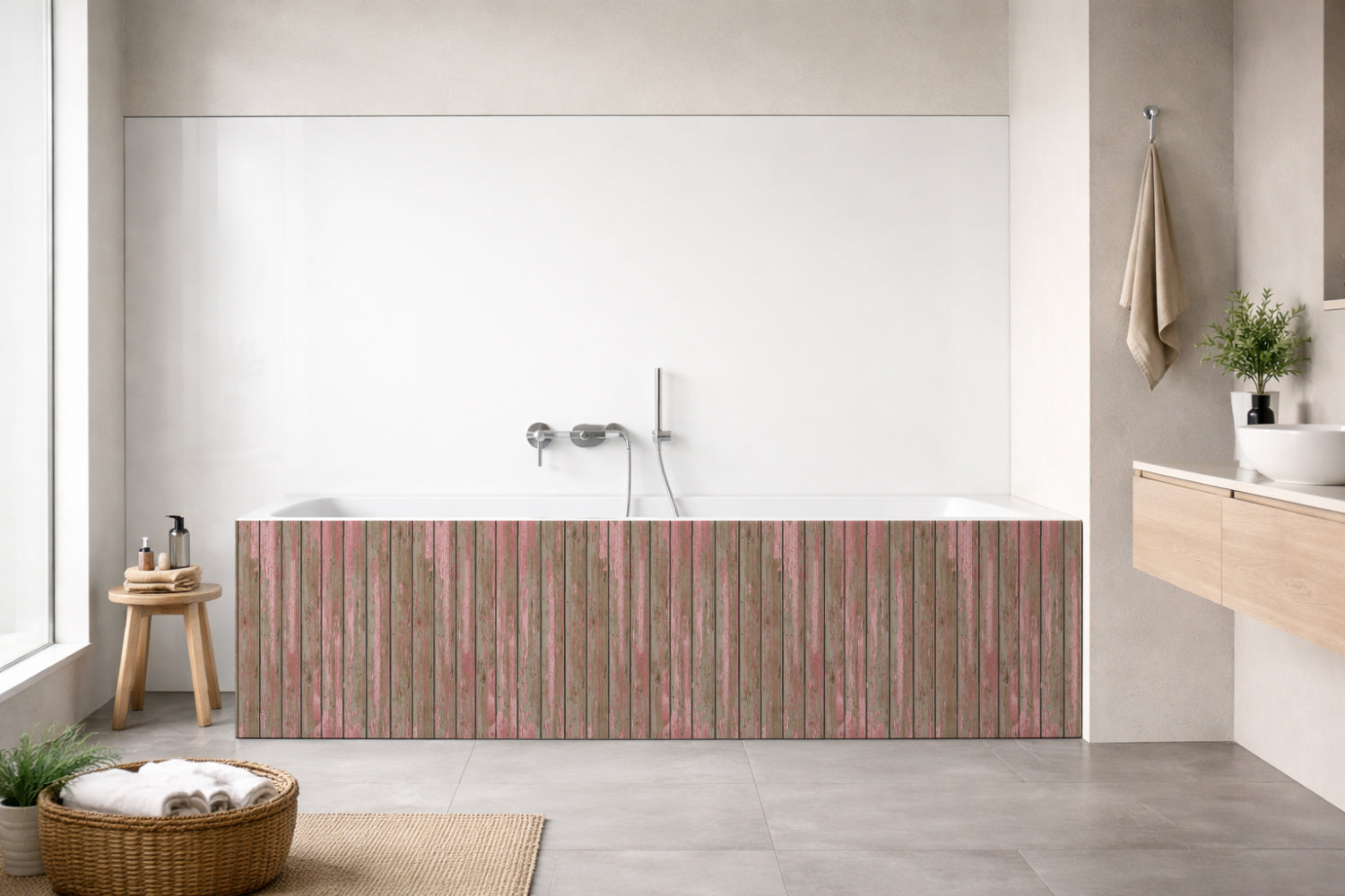 Badrückwand Holzoptik