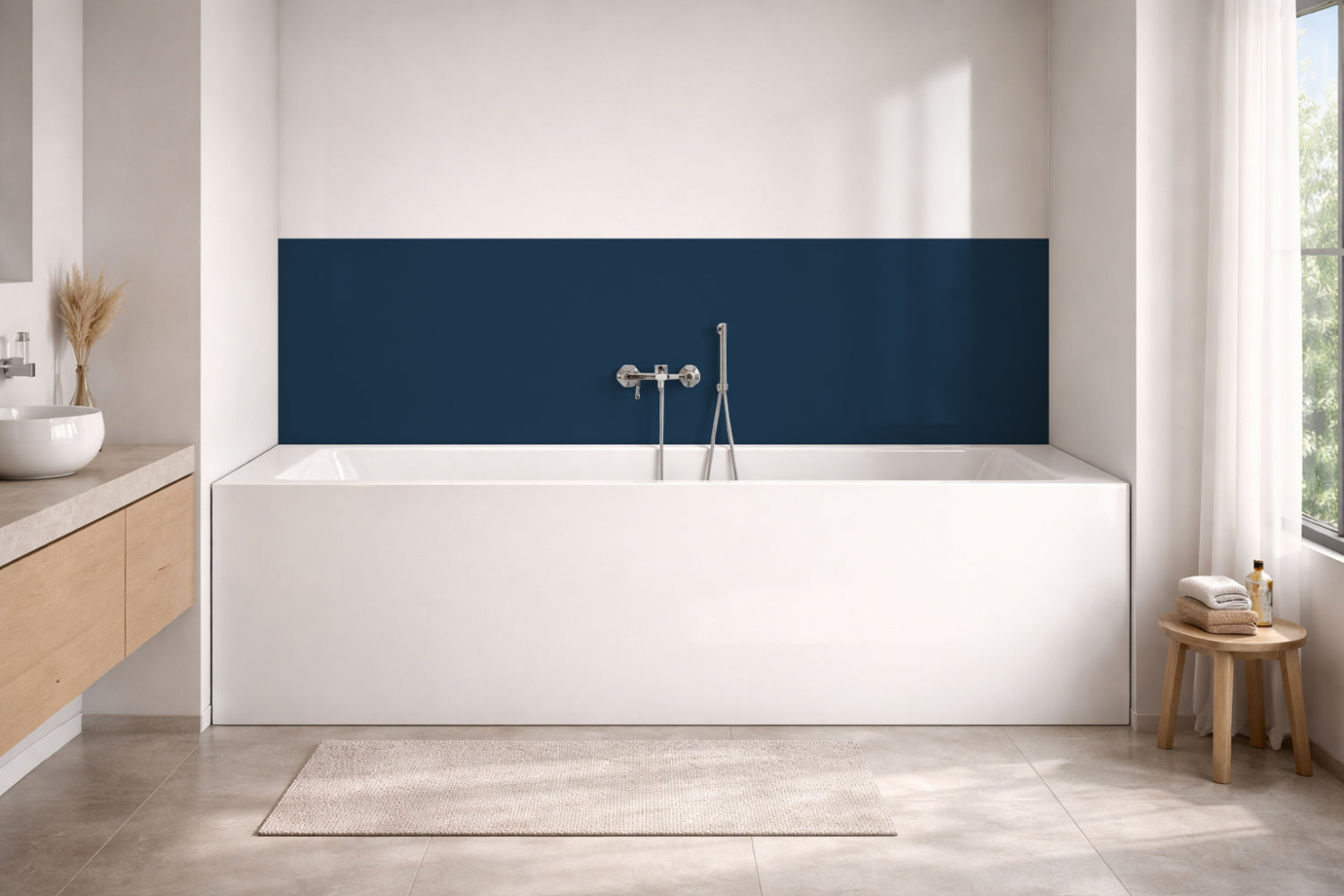 Badewannenverkleidung Einfarbig RAL 5009 Azurblau