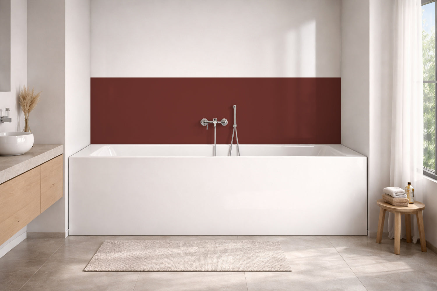 Badewannenverkleidung Einfarbig RAL 3009 Oxidrot