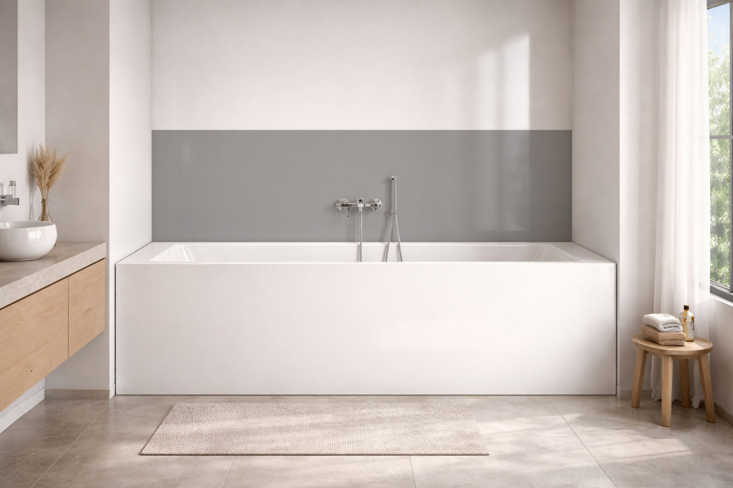 Badewannenverkleidung Einfarbig RAL 9006 Weißaluminium