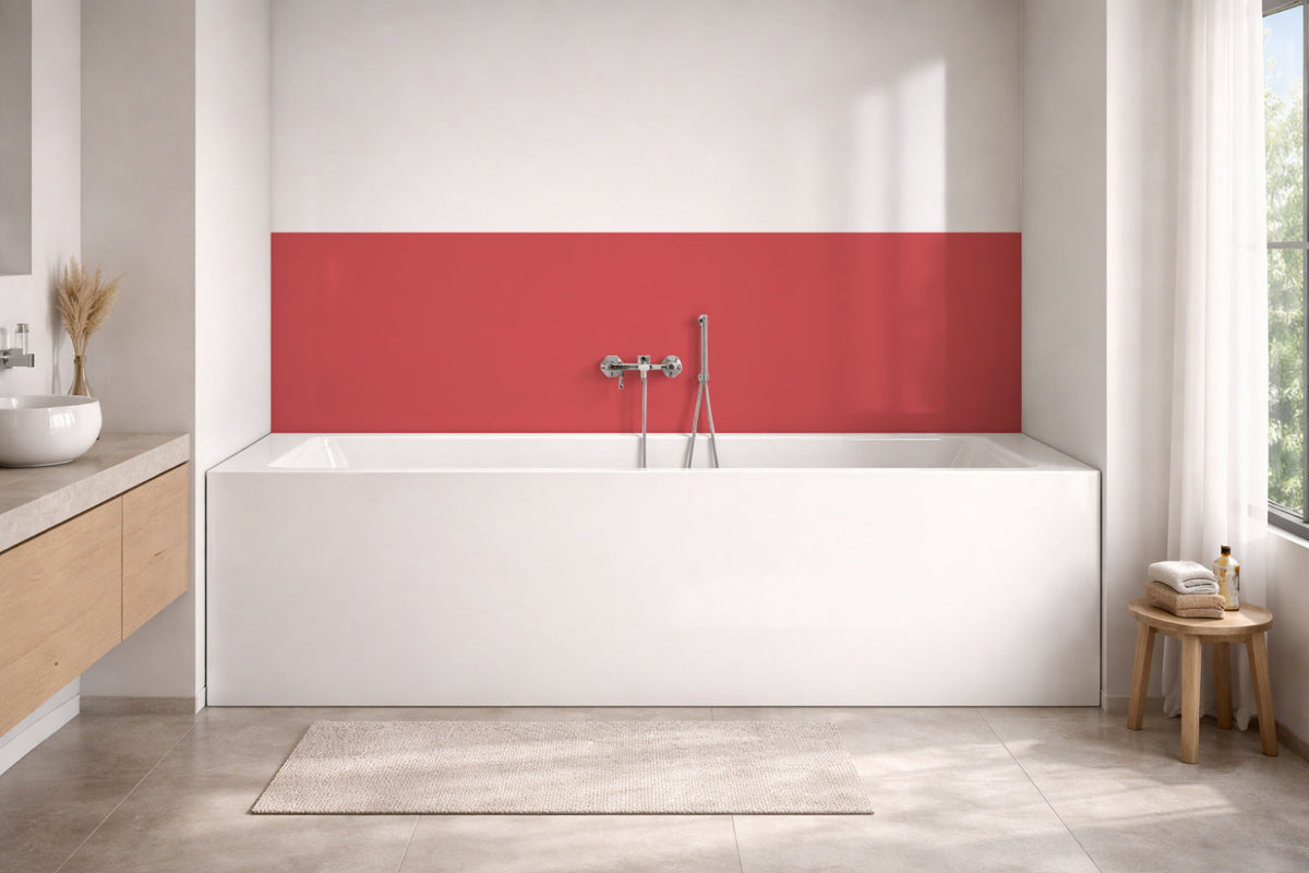Badrückwand Einfarbig RAL 3018 Erdbeerrot