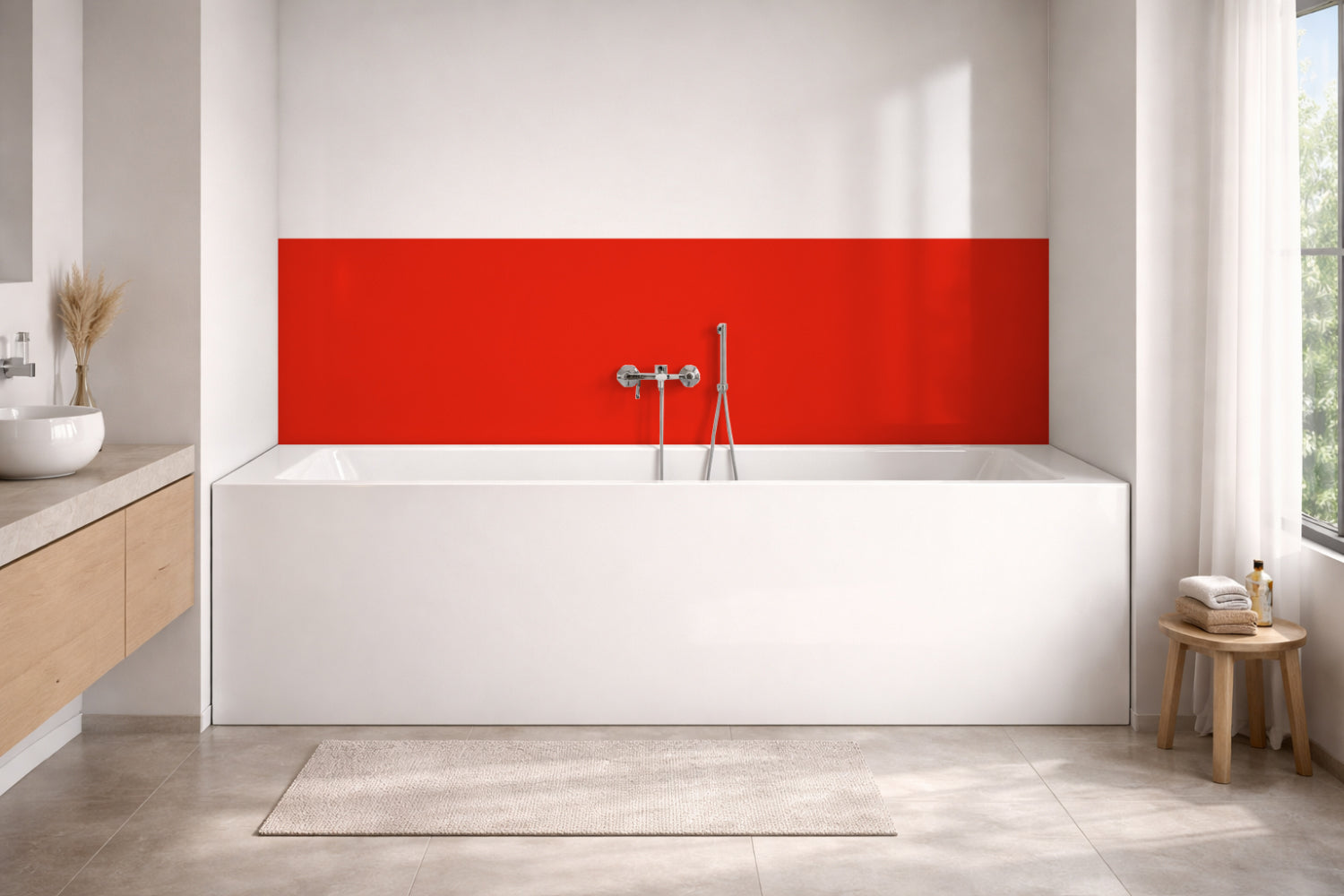 Badewannenverkleidung Einfarbig RAL 3028 Reinrot