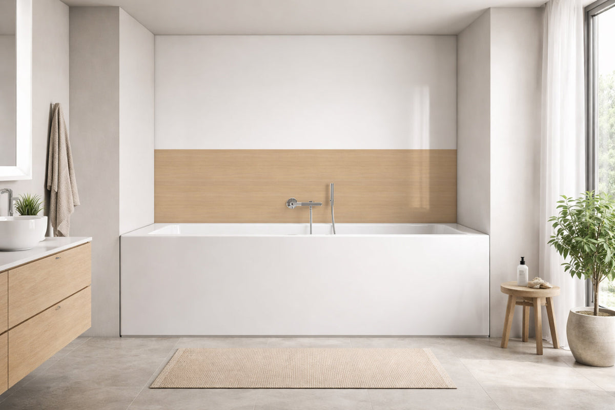 Badrückwand Holzoptik
