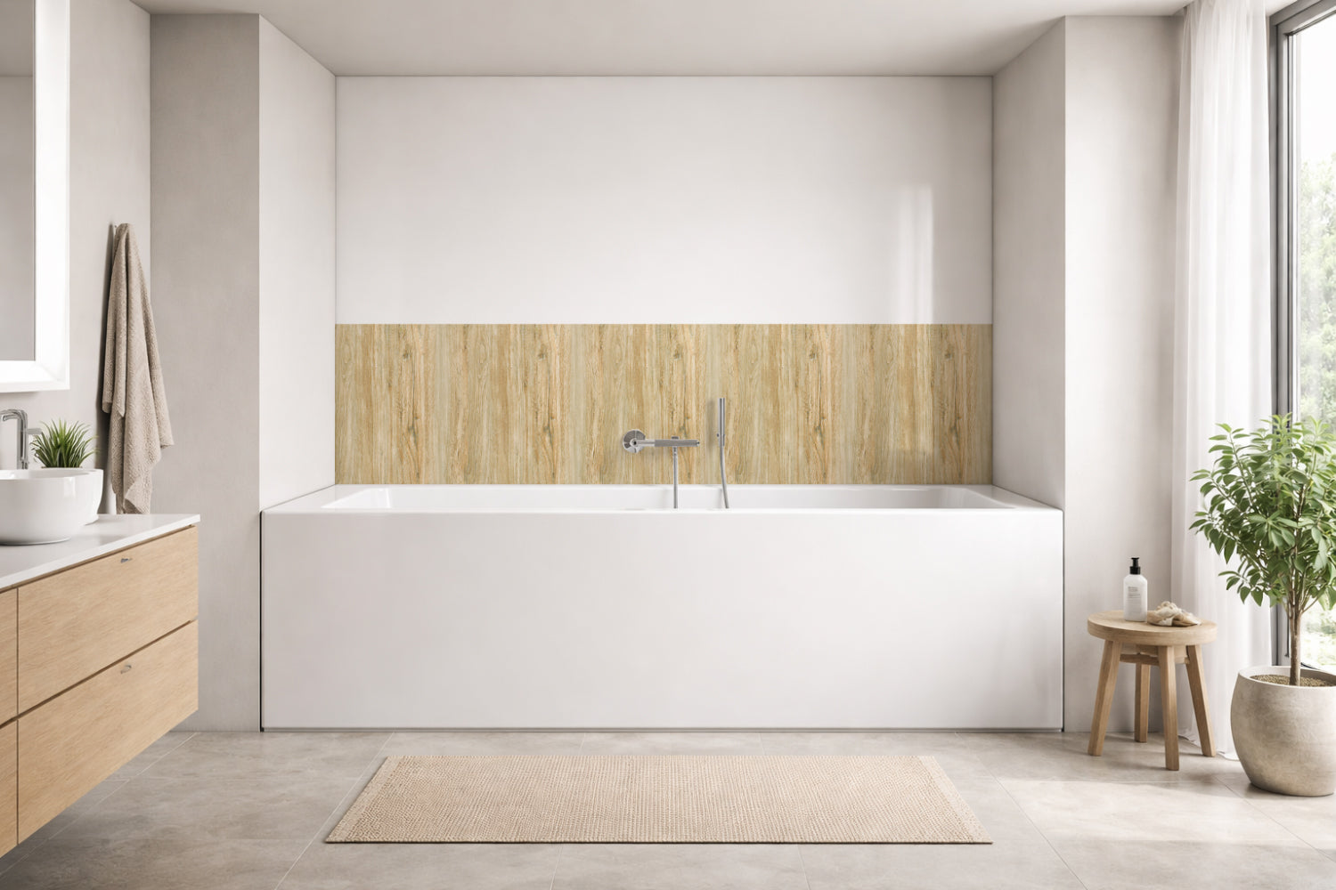 Badrückwand Holzoptik