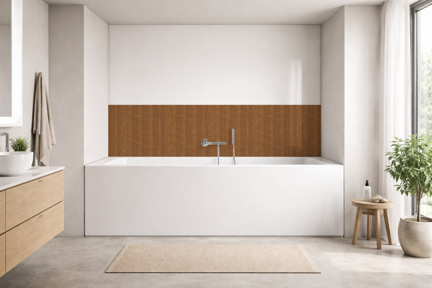 Badrückwand Holzoptik