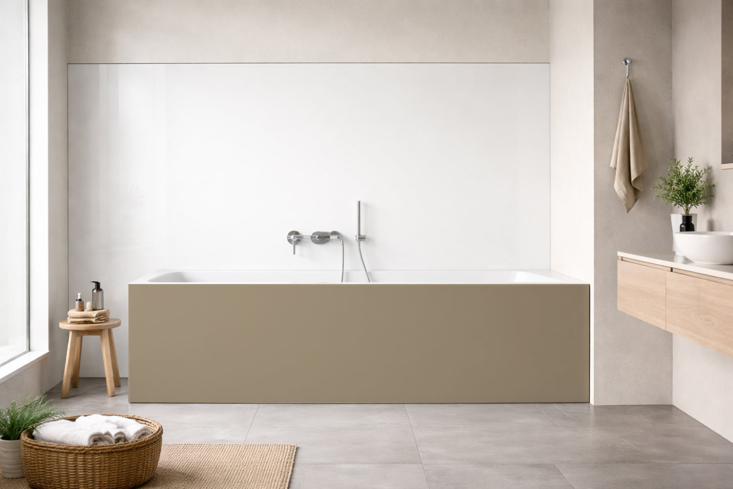 Badewannenverkleidung Einfarbig RAL 1019 Graubeige