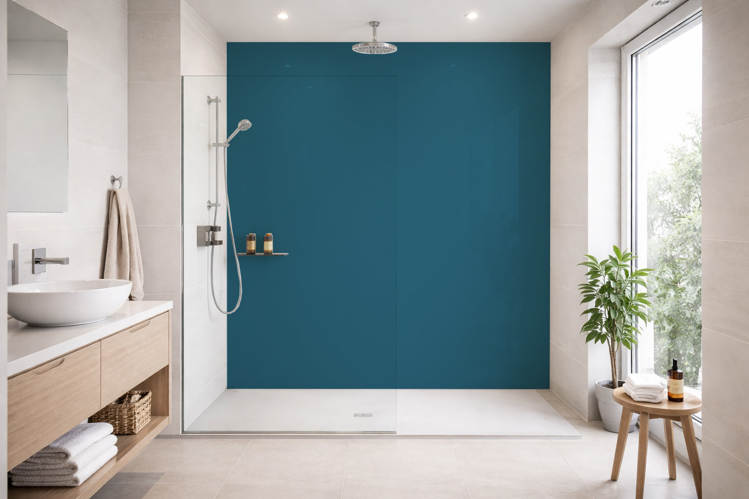 Toilettenrückwand Einfarbig RAL 5025 Perlenzianblau