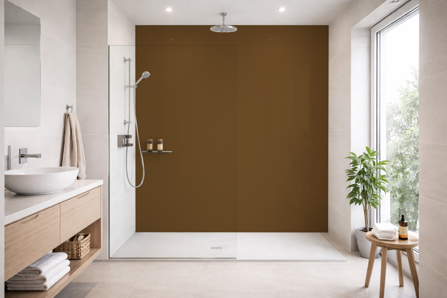 Toilettenrückwand Einfarbig RAL 8008 Olivbraun