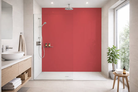 Toilettenrückwand Einfarbig RAL 3018 Erdbeerrot