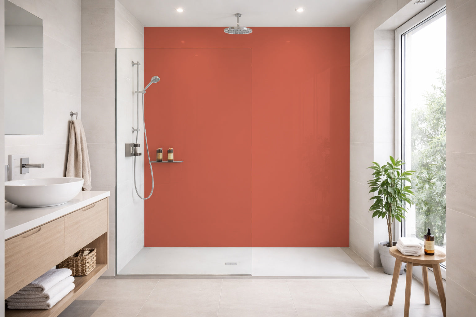 Toilettenrückwand Einfarbig RAL 3022 Lachsrot