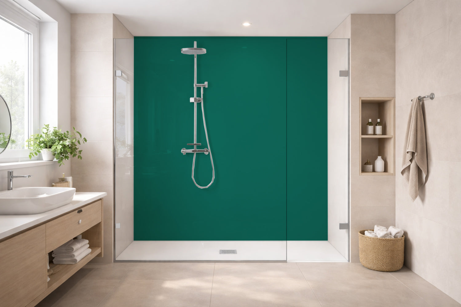 Toilettenrückwand Einfarbig RAL 6036 Perlopalgrün