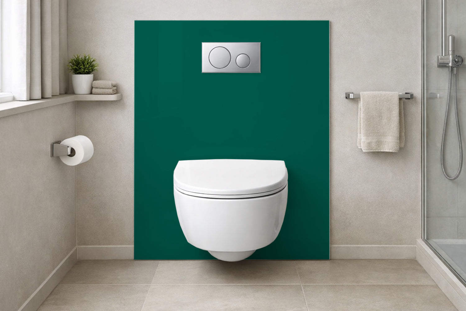 Toilettenrückwand Einfarbig RAL 6026 (Opalgrün)