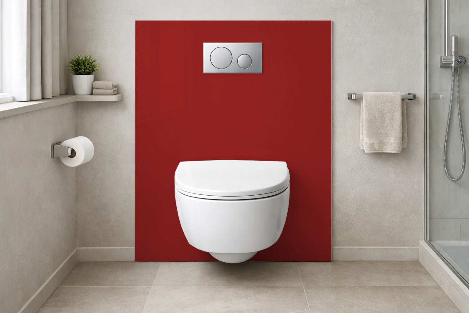 Toilettenrückwand Einfarbig RAL 3002 Karminrot
