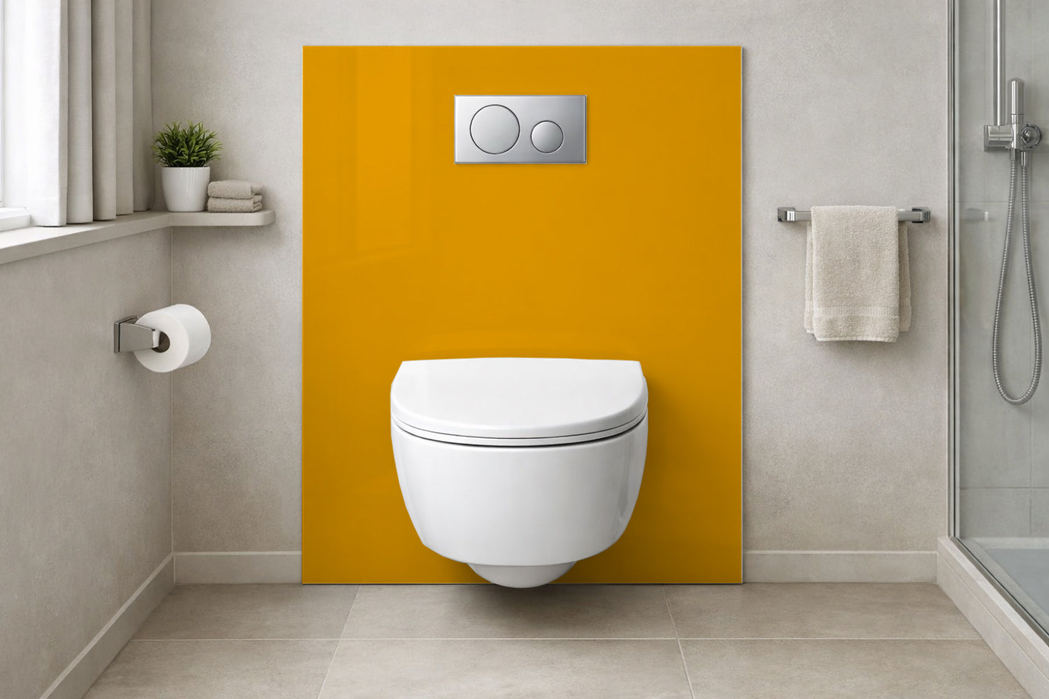 Toilettenrückwand Einfarbig RAL 1007 Narzissengelb