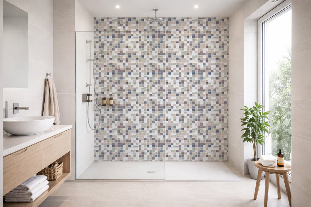 Toilettenrückwand Fliesenoptik