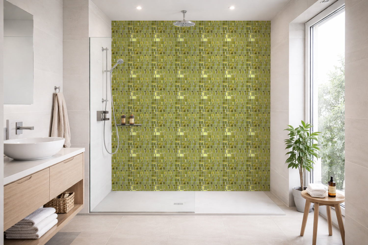 Toilettenrückwand Fliesenoptik