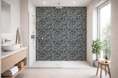 Toilettenrückwand Fliesenoptik