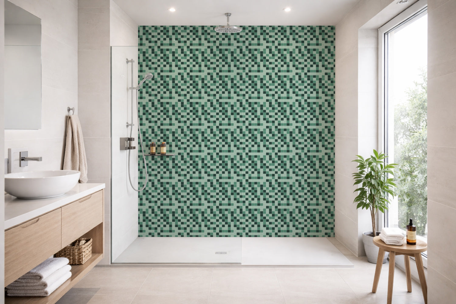 Toilettenrückwand Fliesenoptik