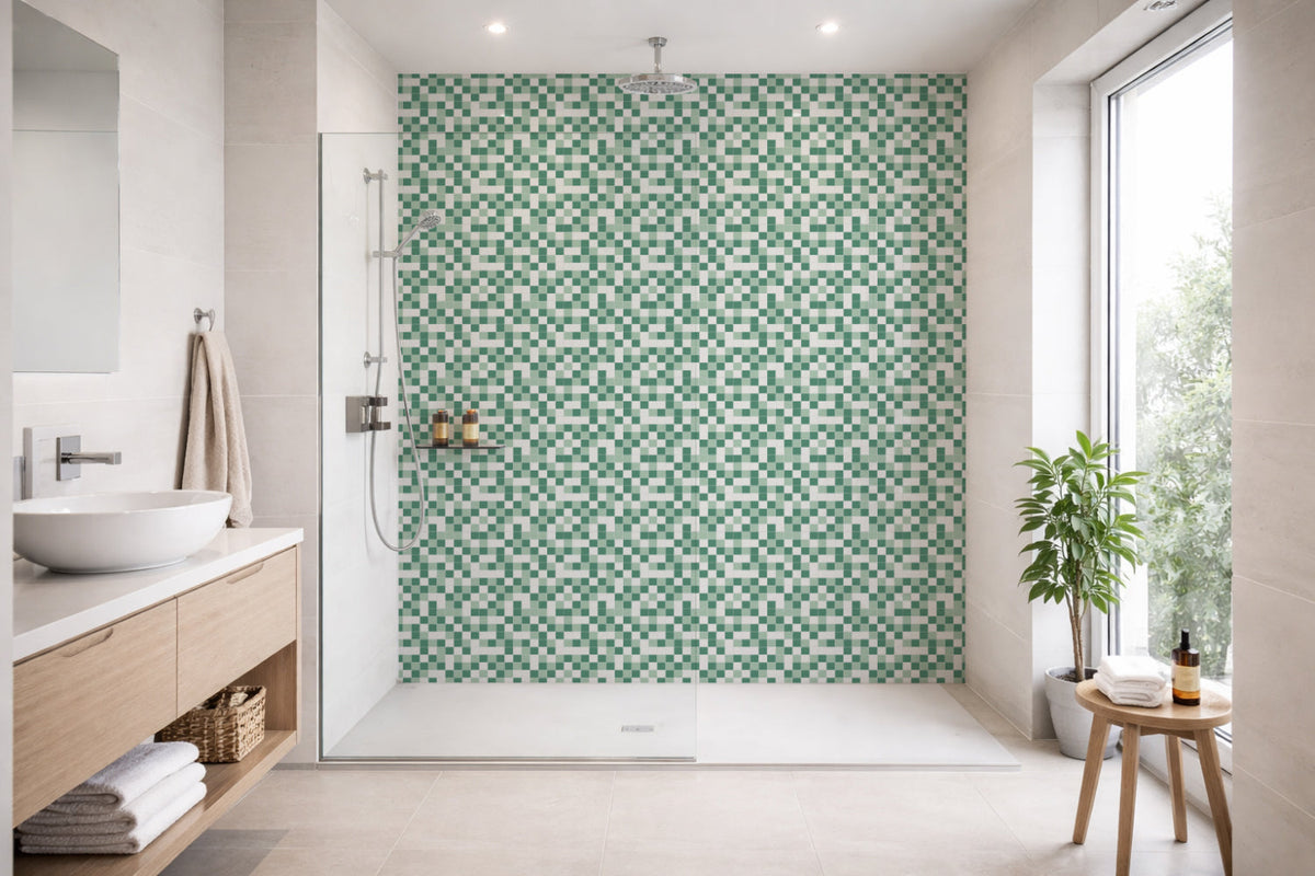 Toilettenrückwand Fliesenoptik